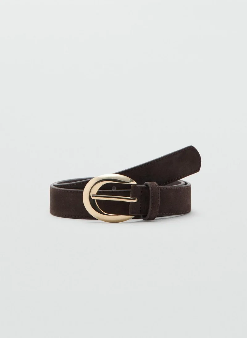 مانجو Leather belt with oval buckle